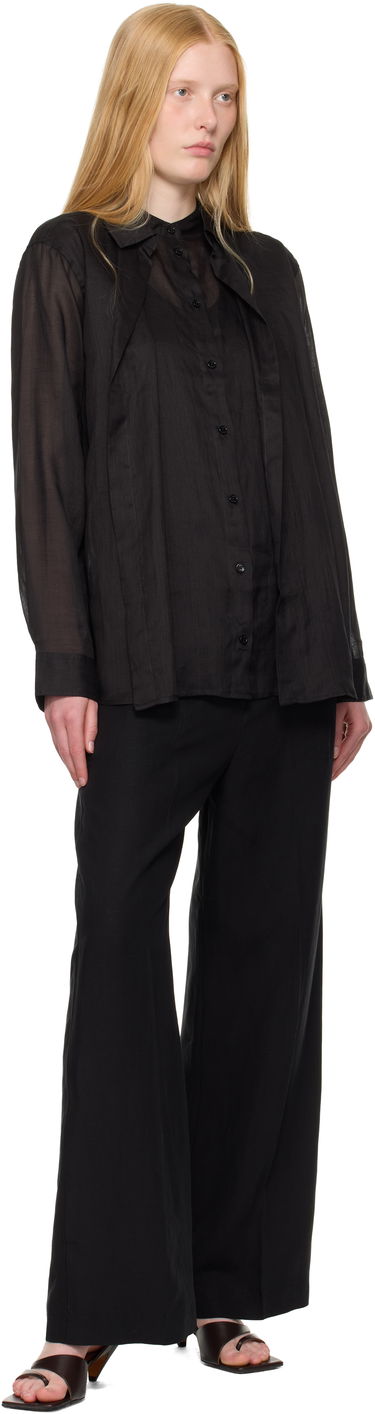 Риза TOTEME TOTEME Double Collar Linen Shirt Черно | 253-WRT0544-FB0434, 3