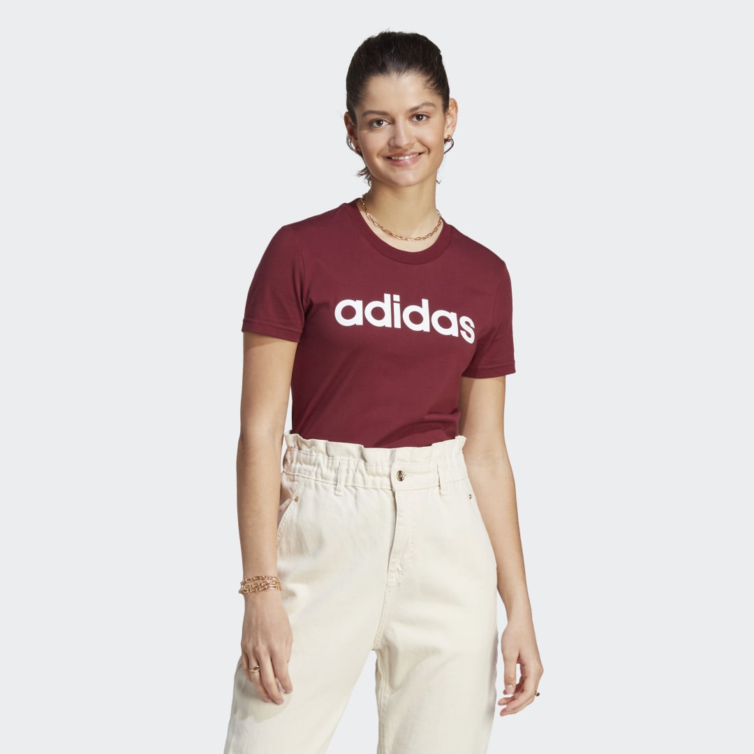 Тениска adidas Originals LOUNGEWEAR Essentials Slim Logo Tee Бургунди | IM2829, 0