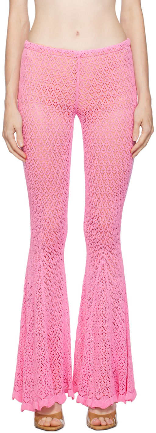 Панталони Blumarine Flared Crochet Trousers Розово | P344P002A