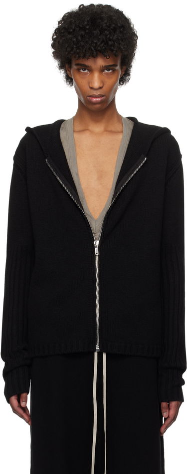 Суитчър Rick Owens Rick Owens Hollywood Zipped Knit Hoodie Черно | RU01E5666 KLWS, 0