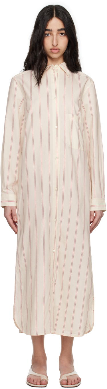Pокля TOTEME TOTEME Striped Tunic Midi Dress Бяло | 252-WRD1752-FB0388, 0