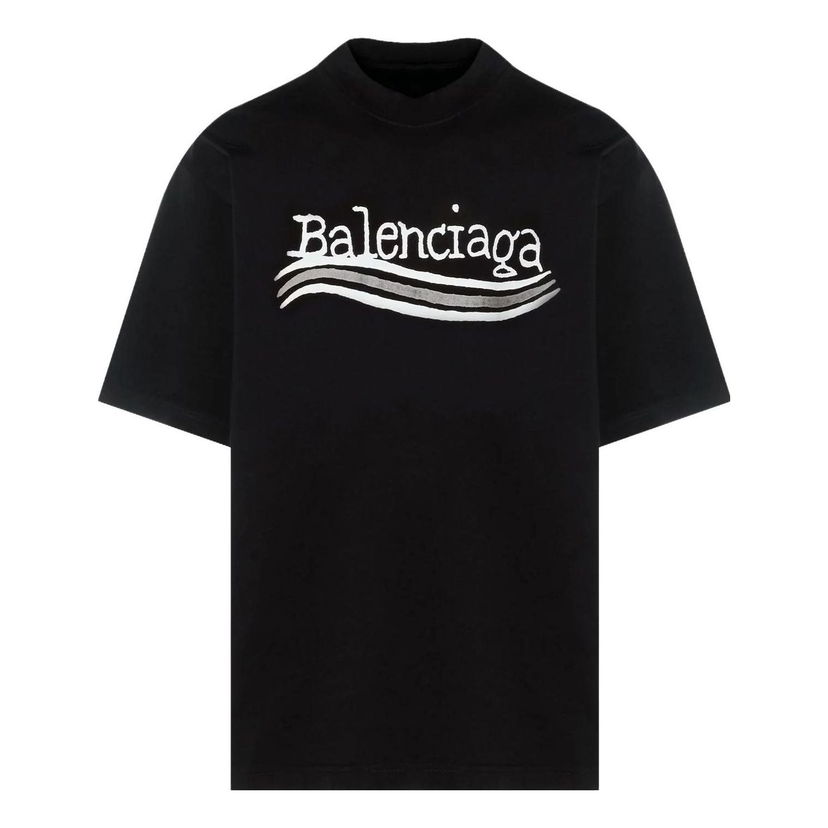 Тениска Balenciaga Hand-Drawn Logo T-Shirt Черно | 641675TNVE71197