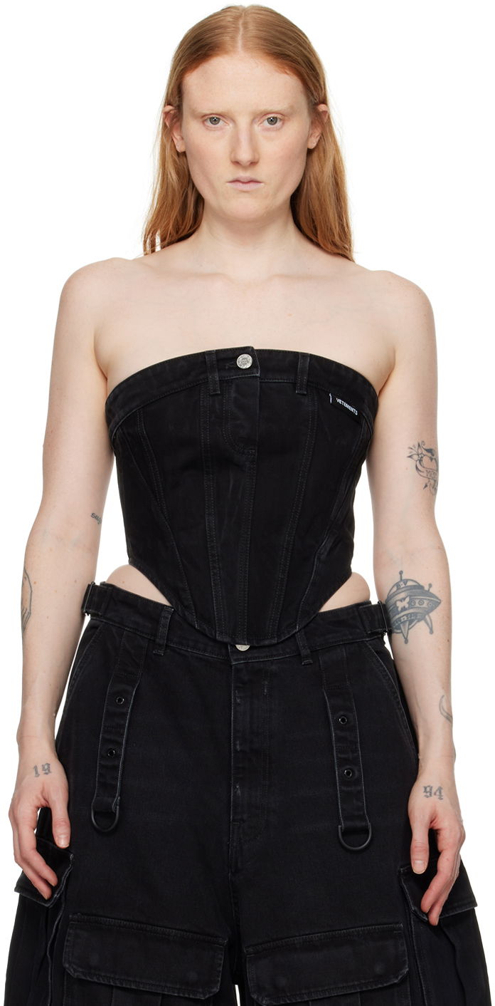 Потник VETEMENTS Paneled Denim Tank Top Черно | WE64TO100B, 0