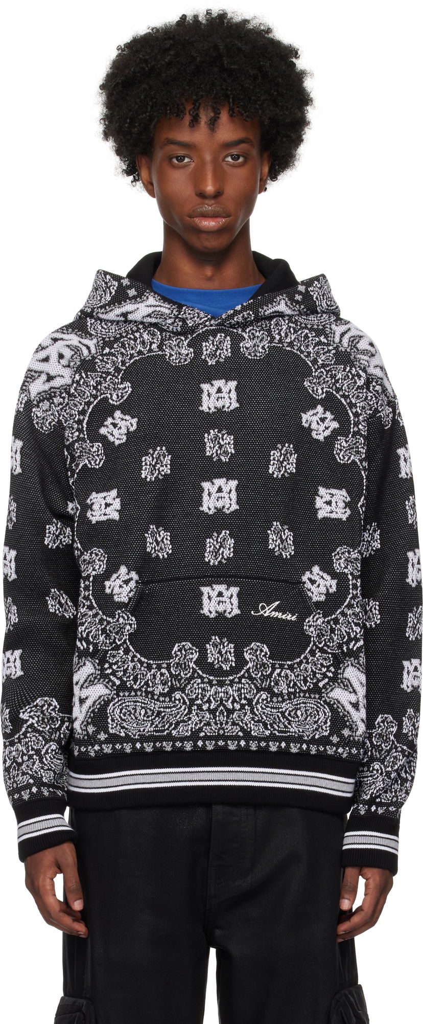 Суитчър AMIRI Bandana Hoodie Черно | AMKNHD1004