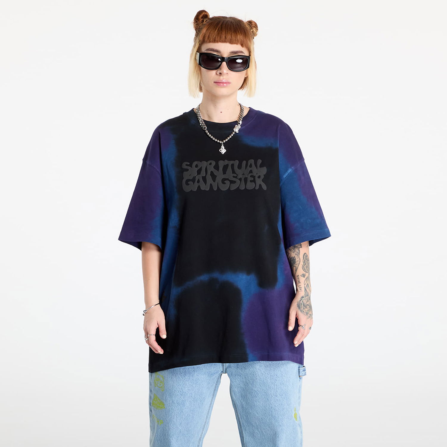 Тениска Footshop Tie Dye T-Shirt With Logo Print Лилаво | FTSHP_385, 1