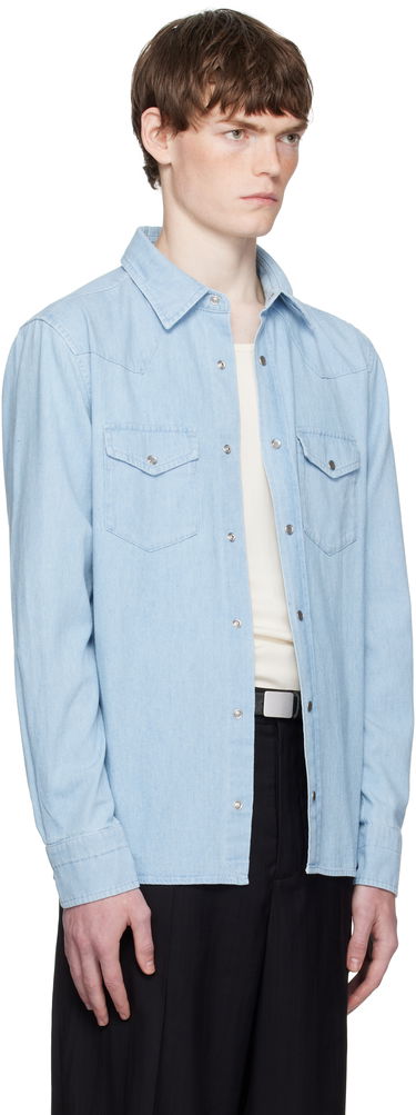 Риза Tom Ford TOM FORD Denim Chambray Western Shirt Синьо | HDS001-FMC240, 1