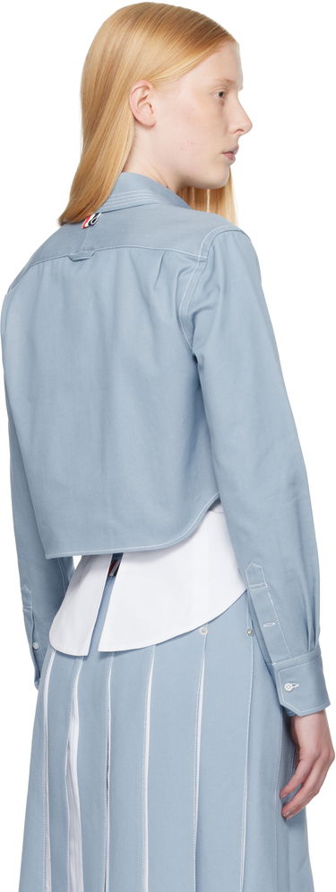 Риза Thom Browne Thom Browne Classic Cropped Long Sleeve Shirt Синьо | FLL183A-F0991, 2