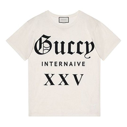 Тениска Gucci Guccy Series Internaive XXV Print Cotton T-Shirt Бяло | 492347X3P077561, 0