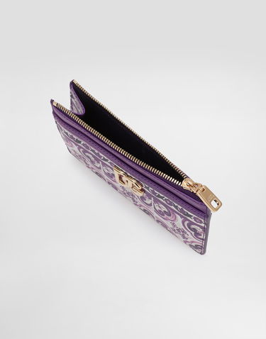 Портфейл Dolce & Gabbana Dolce & Gabbana Calfskin Card Holder with Majolica Print Лилаво | BI1261AO026I03TN, 3