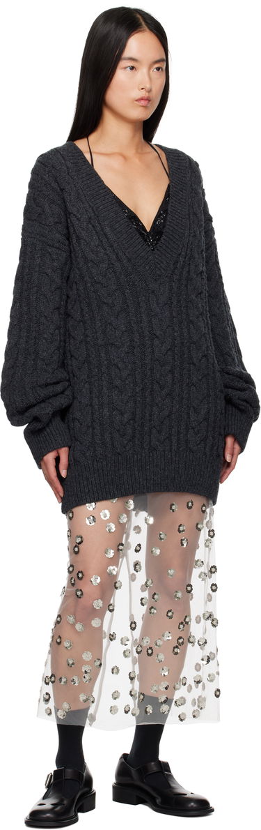 Пуловер Cecilie Bahnsen Alia V-Neck Knit Sweater Сиво | 3.24KNI51005 ALIA JUMPER, 3