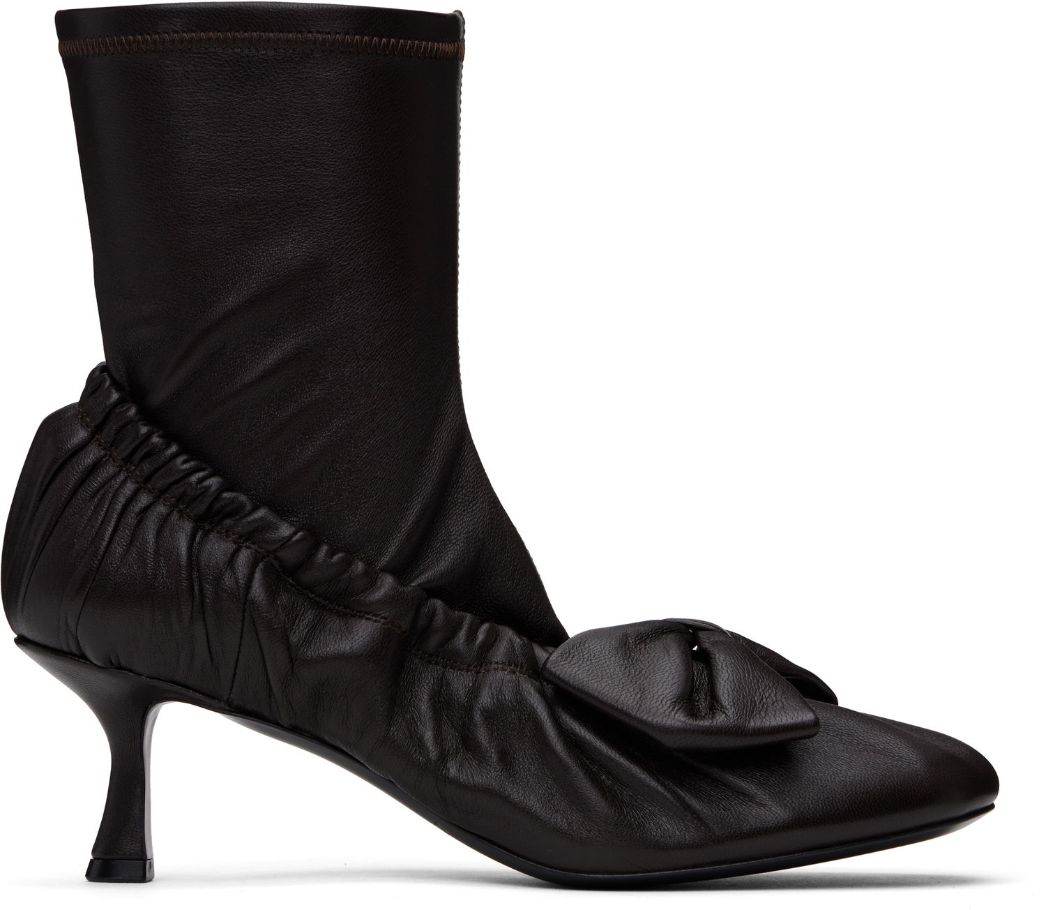 Кецове и обувки Acne Studios Acne Studios Leather Bow Ankle Boots Кафяво | AD0796-, 0