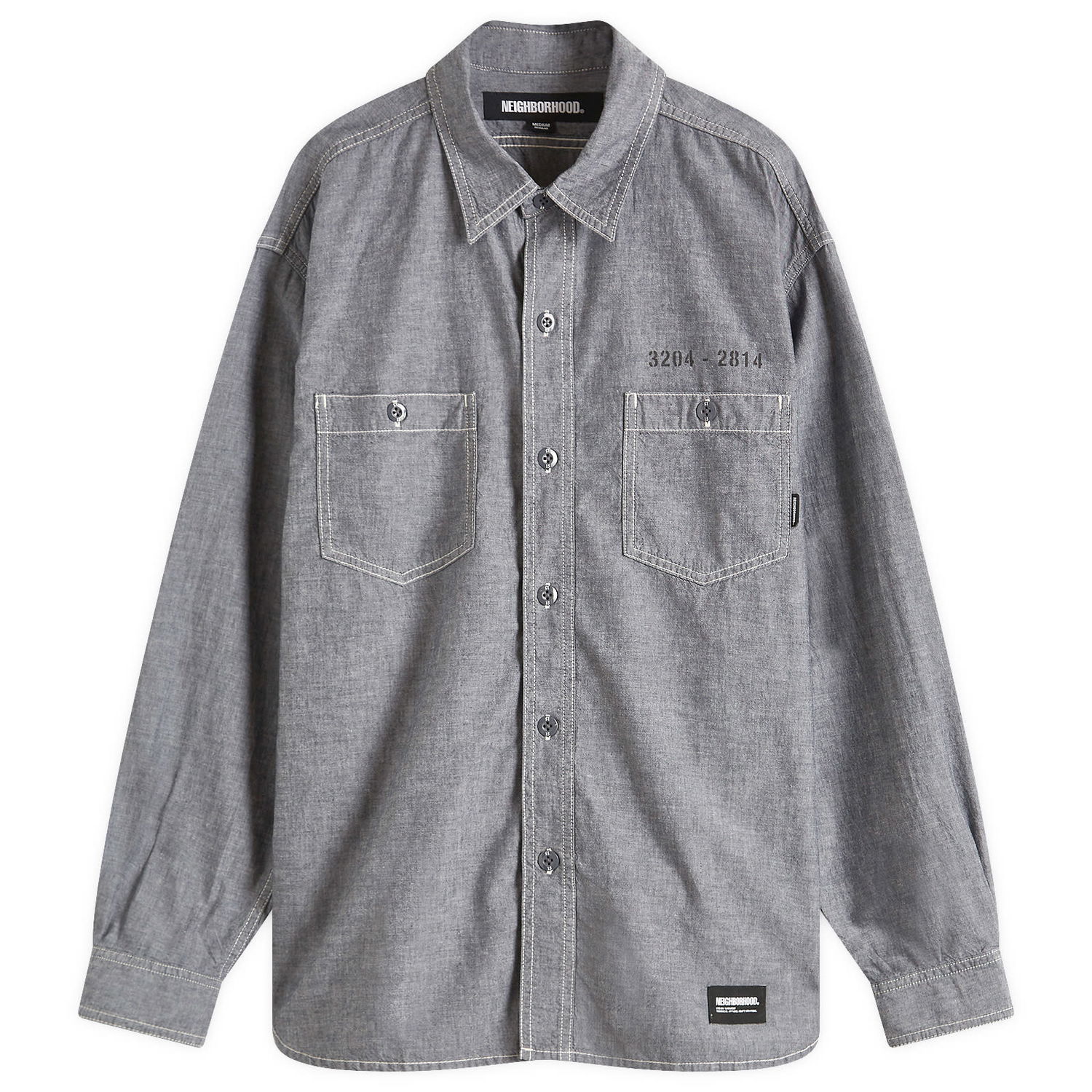 Риза Neighborhood Chambray Shirt Сиво | 251ARNH-SHM02-BLK, 1