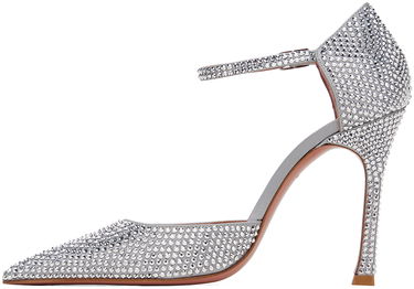 Кецове и обувки Amina Muaddi Crystal Embellished Slingback Pumps Сиво | VITTORIA PUMP SR SATIN, 2