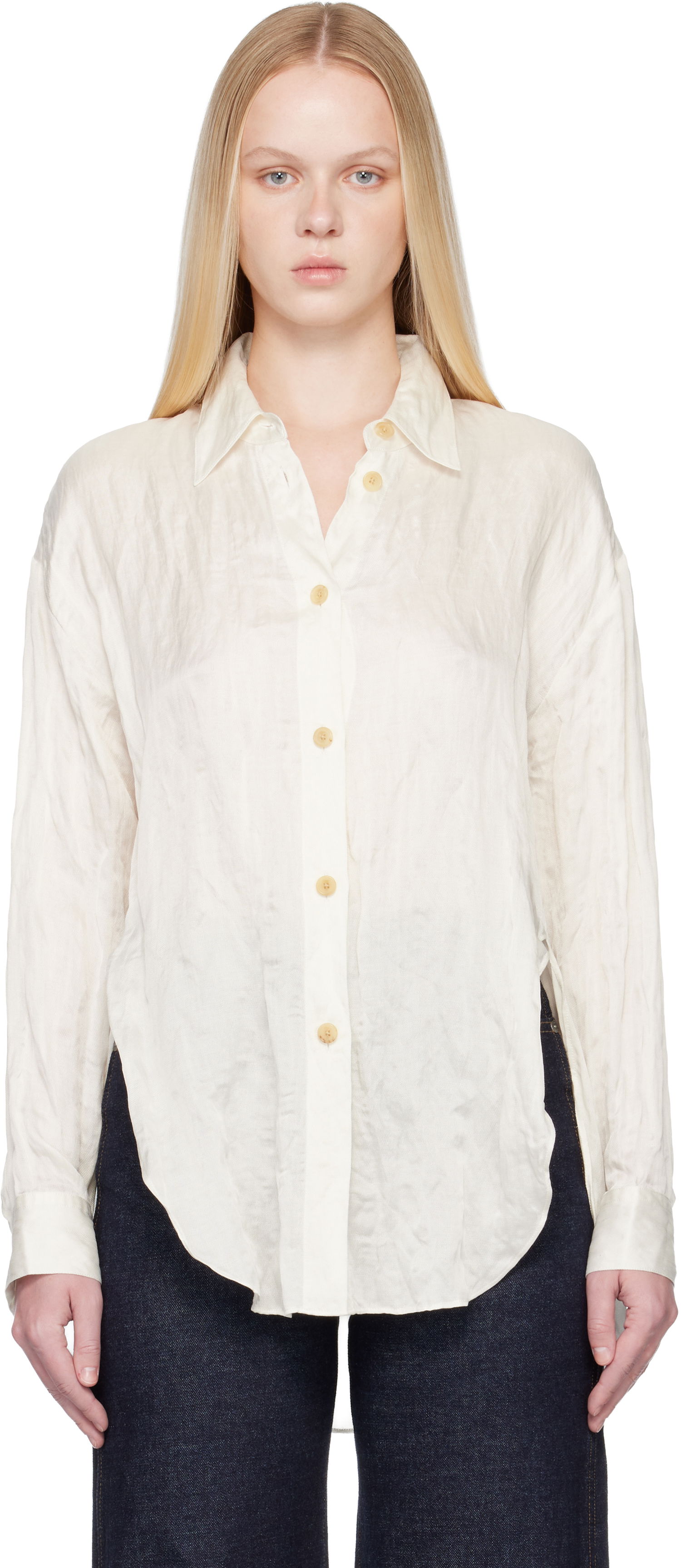 Риза Khaite Crinkled Goya Shirt Бяло | 2430466, 0