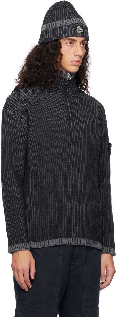 Пуловер Stone Island Stone Island Vanisé Full Rib RWS Wool Quarter-Zip Sweater Черно | 8115516C1, 1