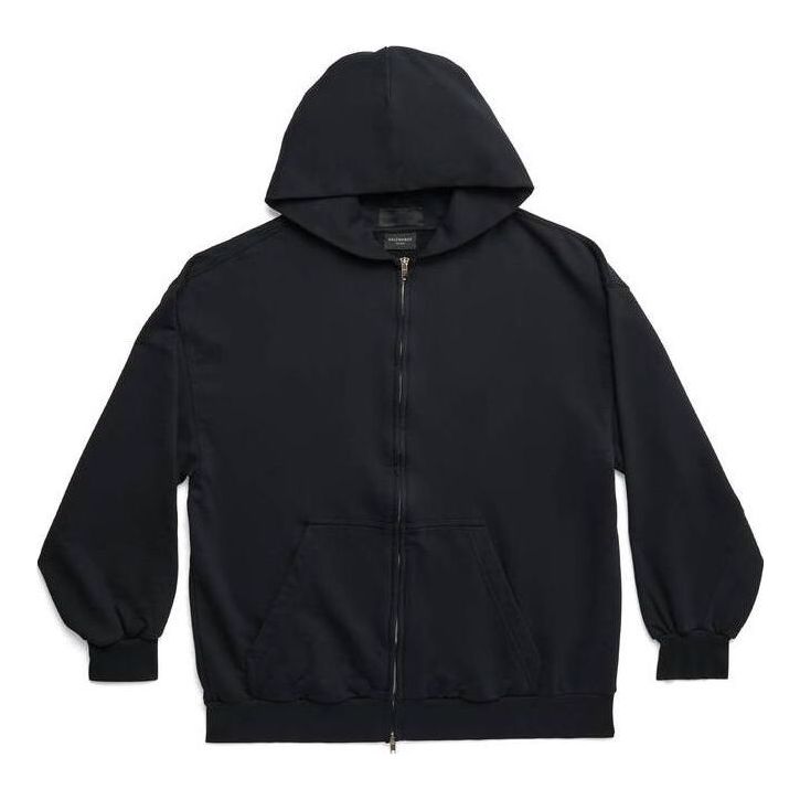 Суитчър Balenciaga Zip-Up Hoodie Outside Loop Черно | 744454TOVF51055
