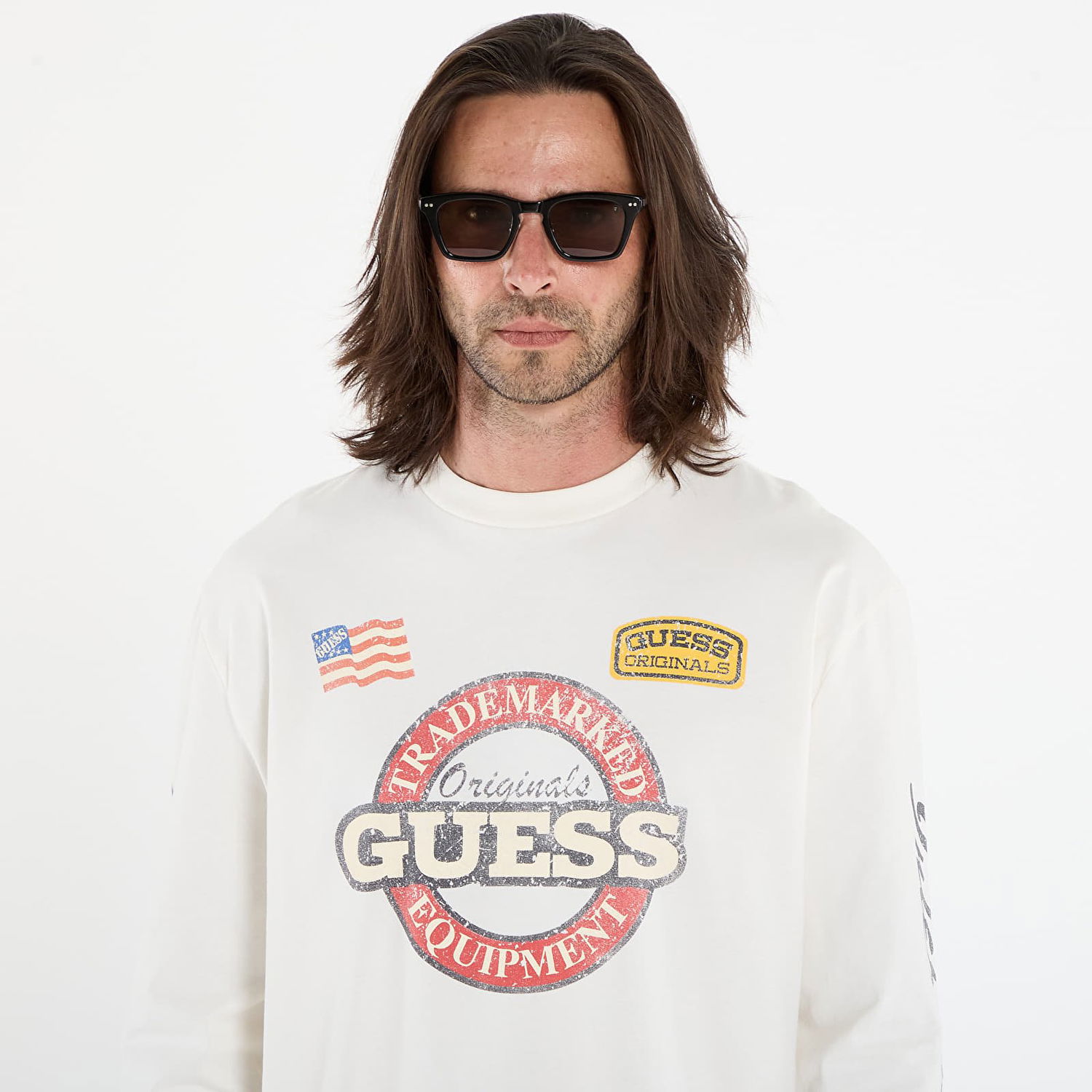 Тениска GUESS Guess Originals International Race Long Sleeve T-Shirt Бяло | M5YI56K8FQ4-G053, 1