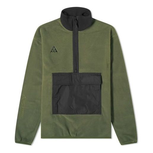 Пуловер Nike ACG ACG Logo Embroidered Half Zipper Fleece Stand Collar Pullover Jacket Зелено | CK6839-325