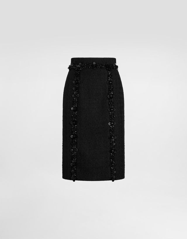 Dolce & Gabbana Stretch Mat Sheath Skirt with Sequins