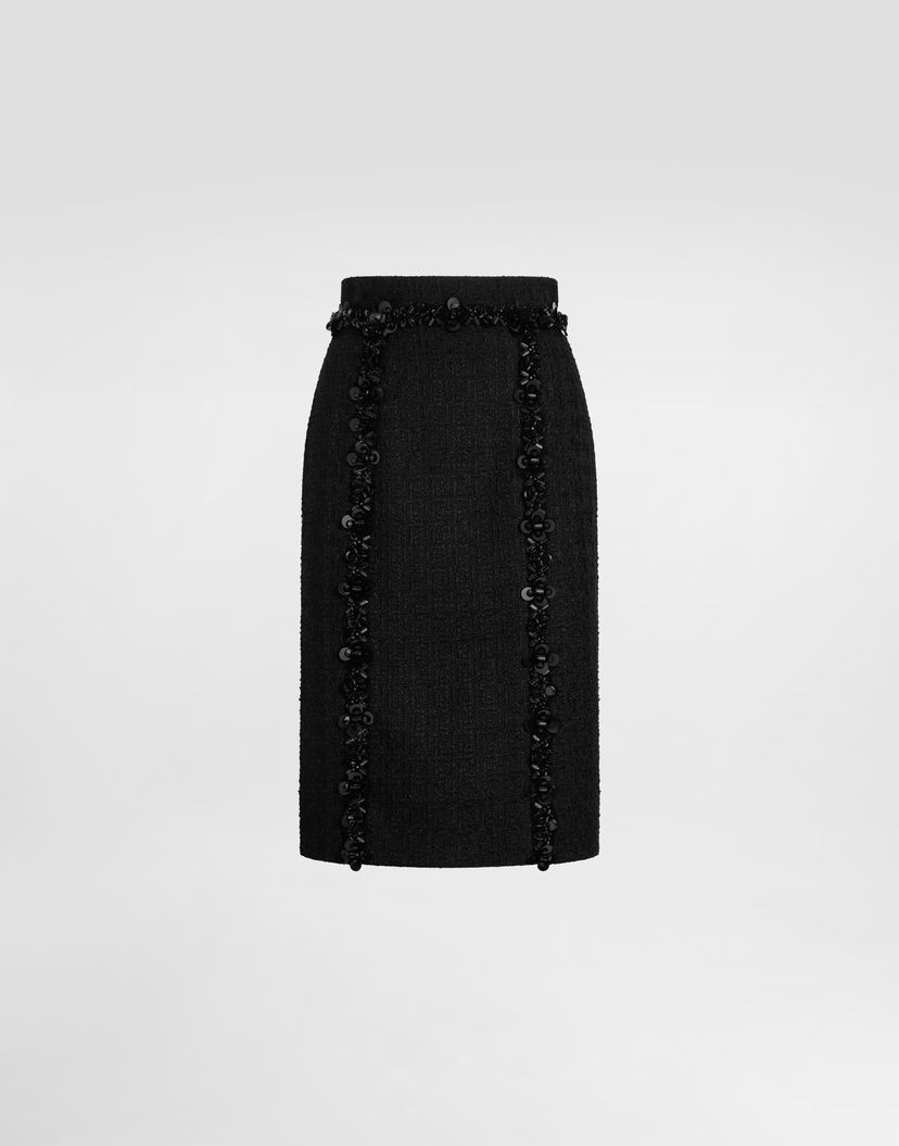 Пола Dolce & Gabbana Dolce & Gabbana Stretch Mat Sheath Skirt with Sequins Черно | F4C7CZFUCDQN0000