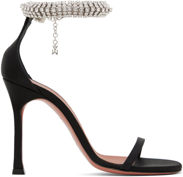 Amina Muaddi Iman Crystal-Embellished Satin Heeled Sandals