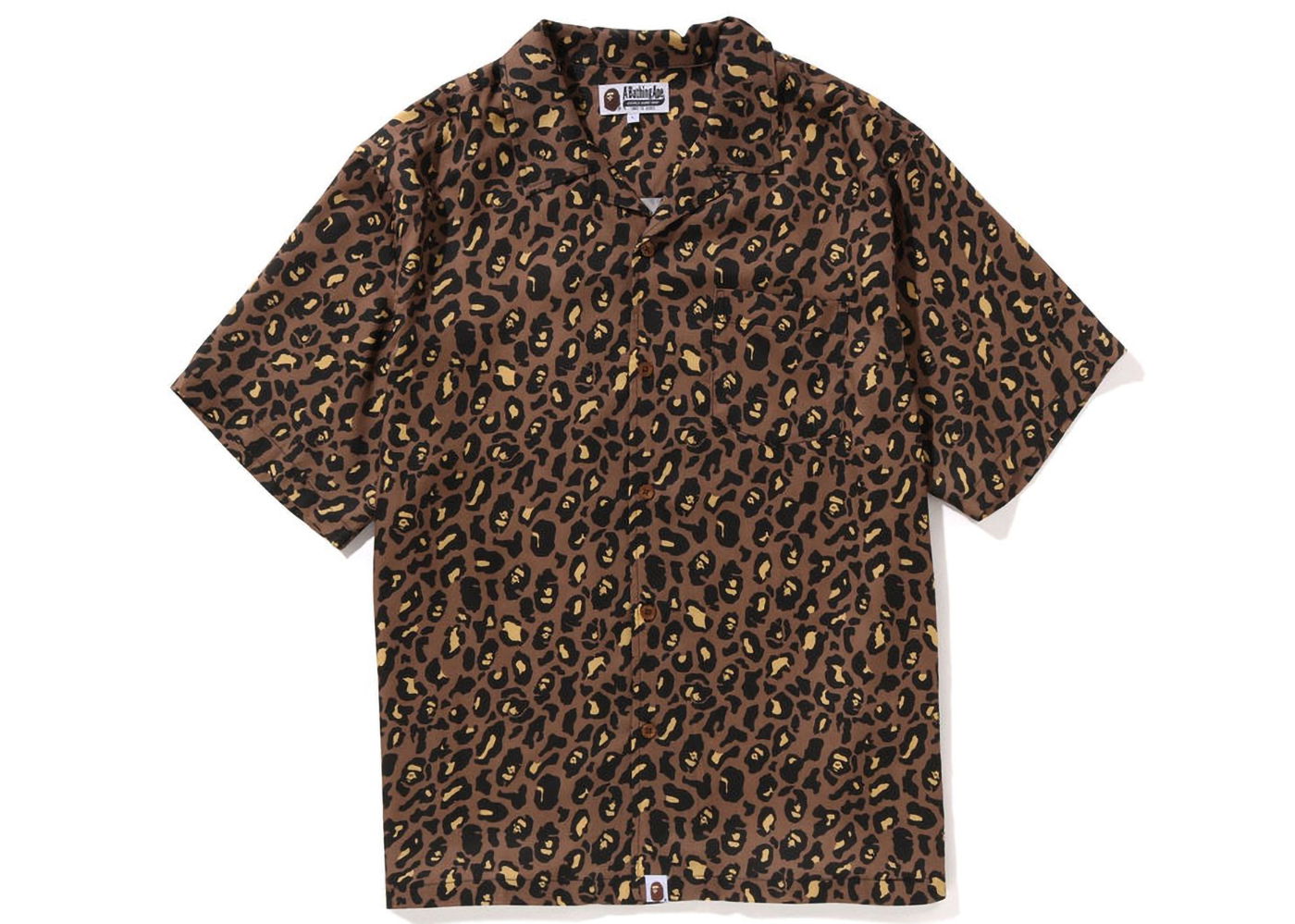 Риза BAPE Leopard Open Collar Shirt Кафяво | 1J20-132-003, 0