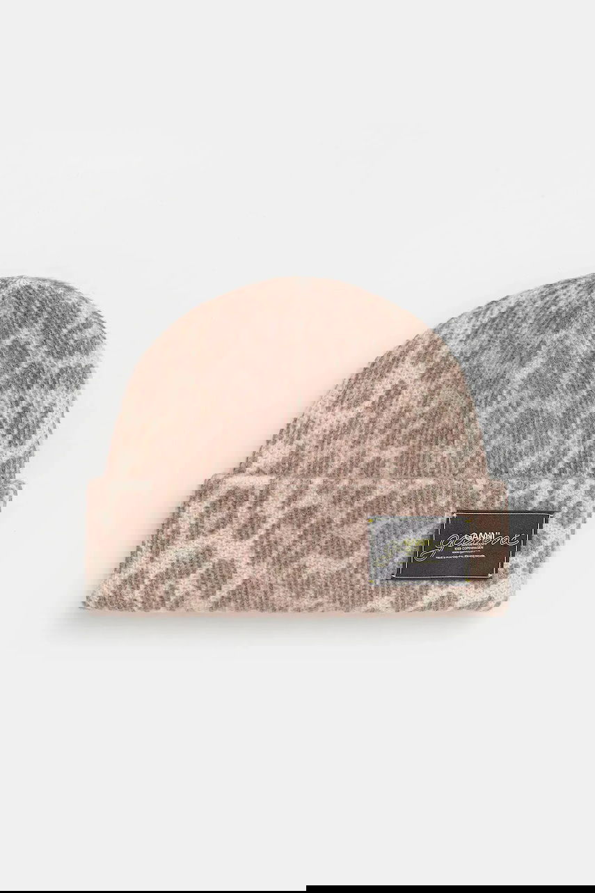 Шапка GANNI Graphic Wool Mix Printed Leopard Beanie Многоцветен | A6658, 0