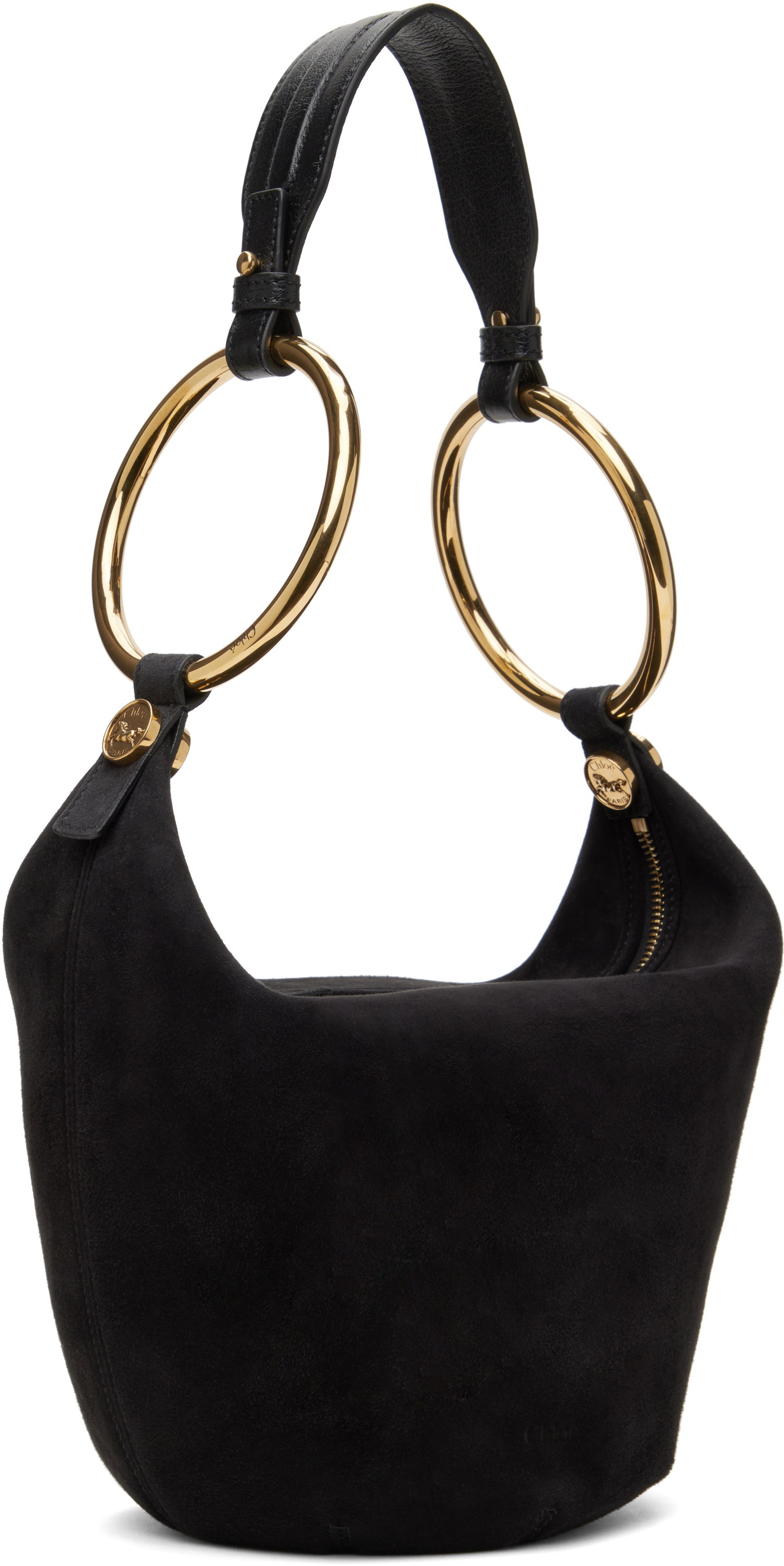 Чанта през рамо CHLOÉ Chloé Small Bracelet Suede Shoulder Bag Черно | CHC25SS618O84, 1