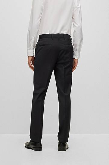 Панталони BOSS Slim-Fit Virgin-Wool Blend Trousers Черно | 50482735, 1