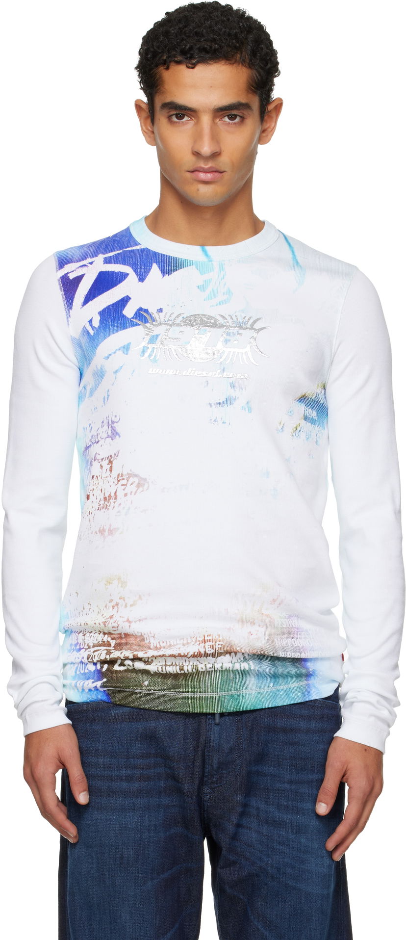 Тениска Diesel Long Sleeve Abstract Graphic T-shirt Многоцветен | A19435-0JEAI-141A