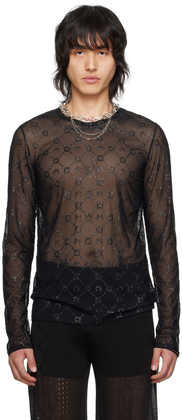 Тениска Marine Serre Moonogram T-Shirt Черно | MTO073 CJER0036, 0