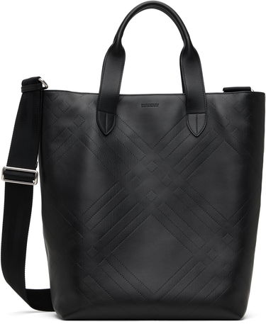 Голяма пазарска чанта Burberry Burberry Embossed Check Tote Bag Черно | 8101920, 0