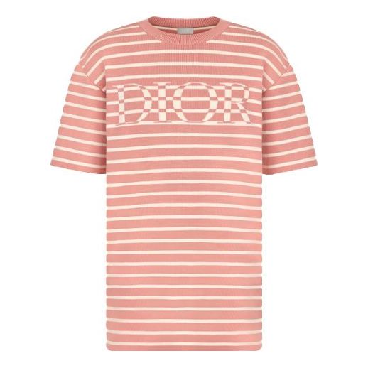 Тениска Dior Dior SS21 Striped Knit T-Shirt Розово | 183M647AT234-C480
