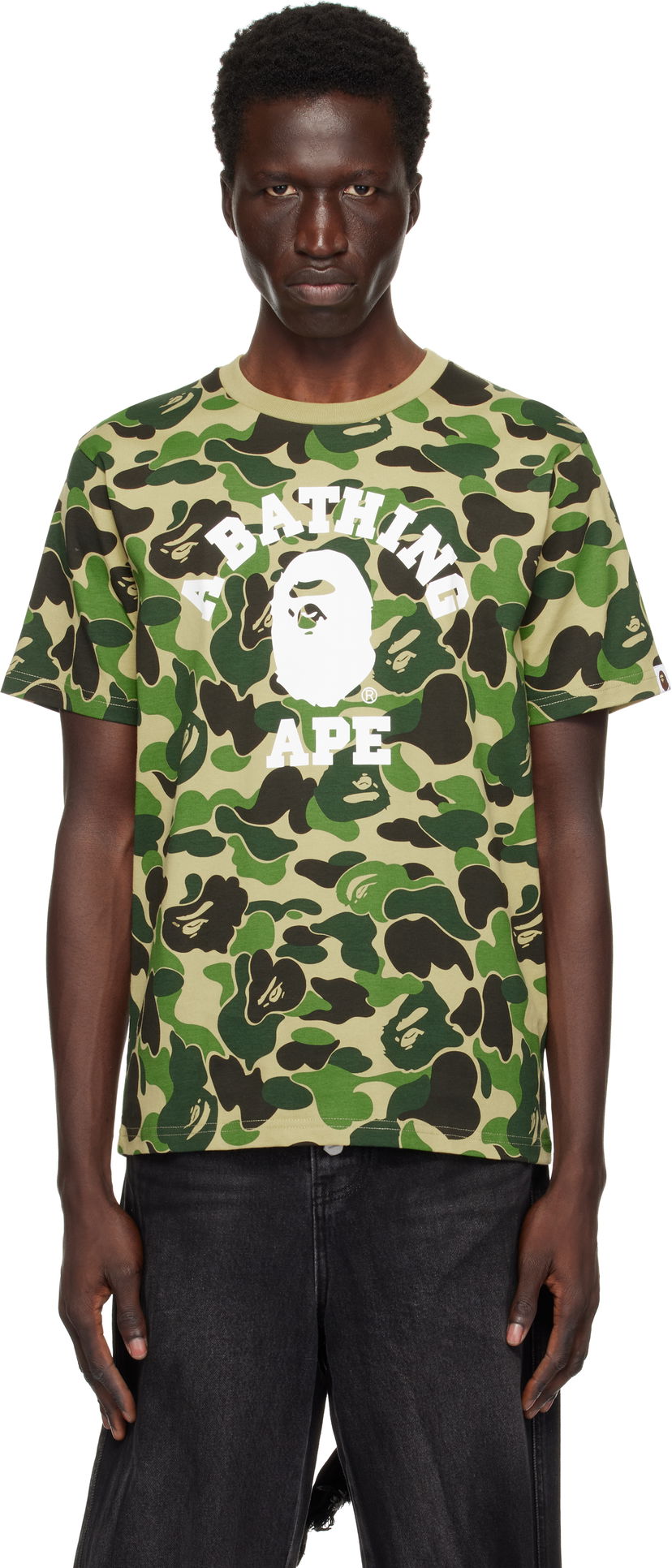 Тениска BAPE Camo College Print T-Shirt Зелено | 001CSK801007M