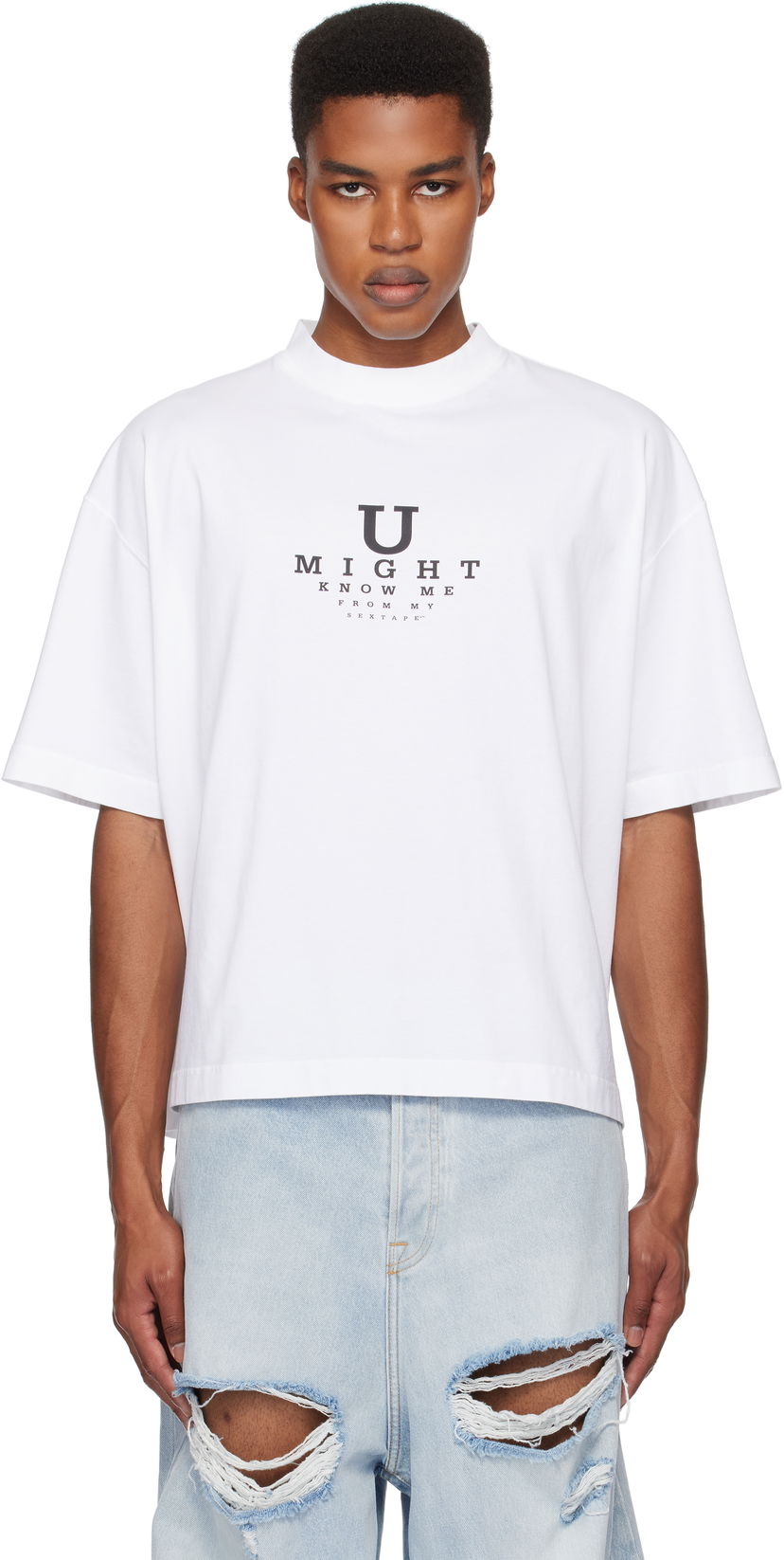 Тениска VETEMENTS 'U Might Know Me' Cropped Boxy T-Shirt Бяло | UA66TR760W