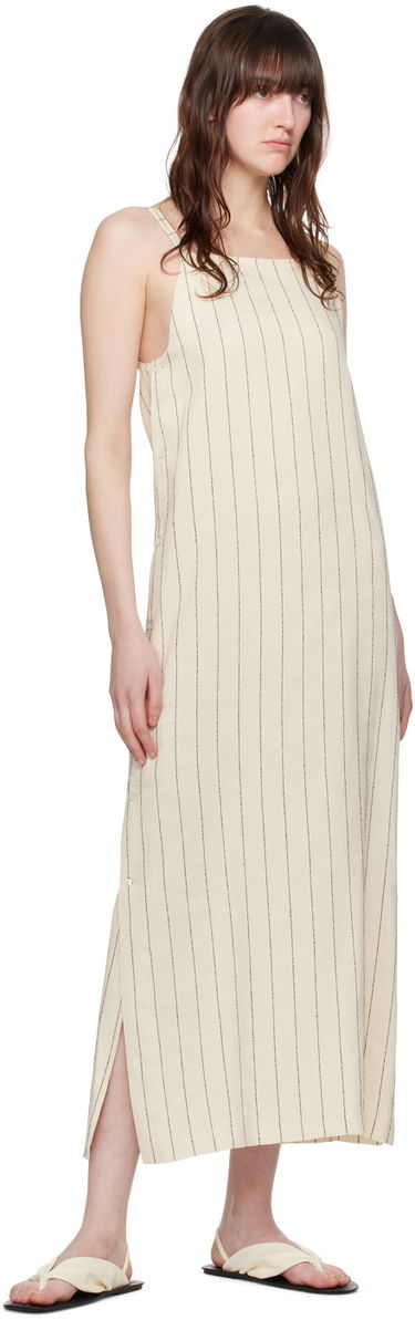 Pокля Loulou de Saison Loulou de Saison Etta Striped Midi Dress Бежово | ETTA, 3