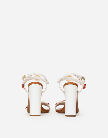 Кецове и обувки Dolce & Gabbana Nappa Leather Sandals With Coral Embroidery Бяло | CR1747AW1168V135, 2