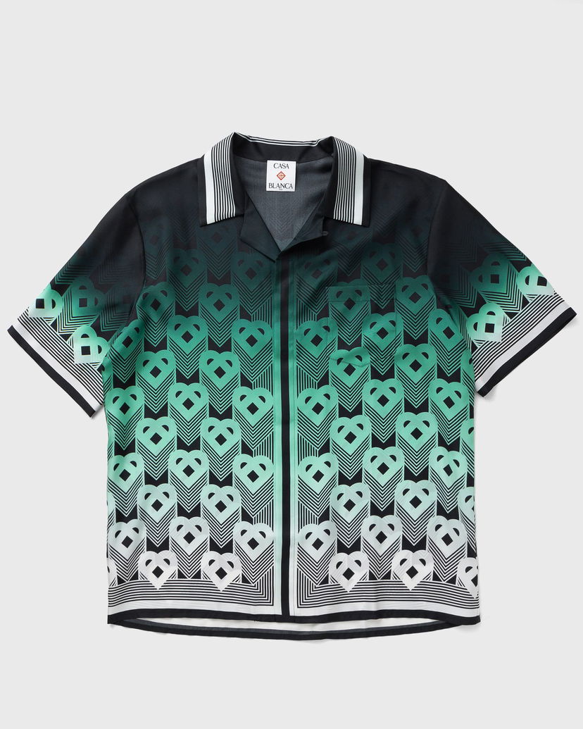 Риза Casablanca Cuban Collar Short Sleeve Shirt Зелено | MPF25-SH-003-04