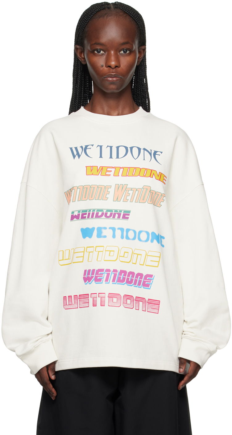 Суитчър We11done We11done Printed Sweatshirt Бяло | WD-TP5-19-114-U-WH, 0