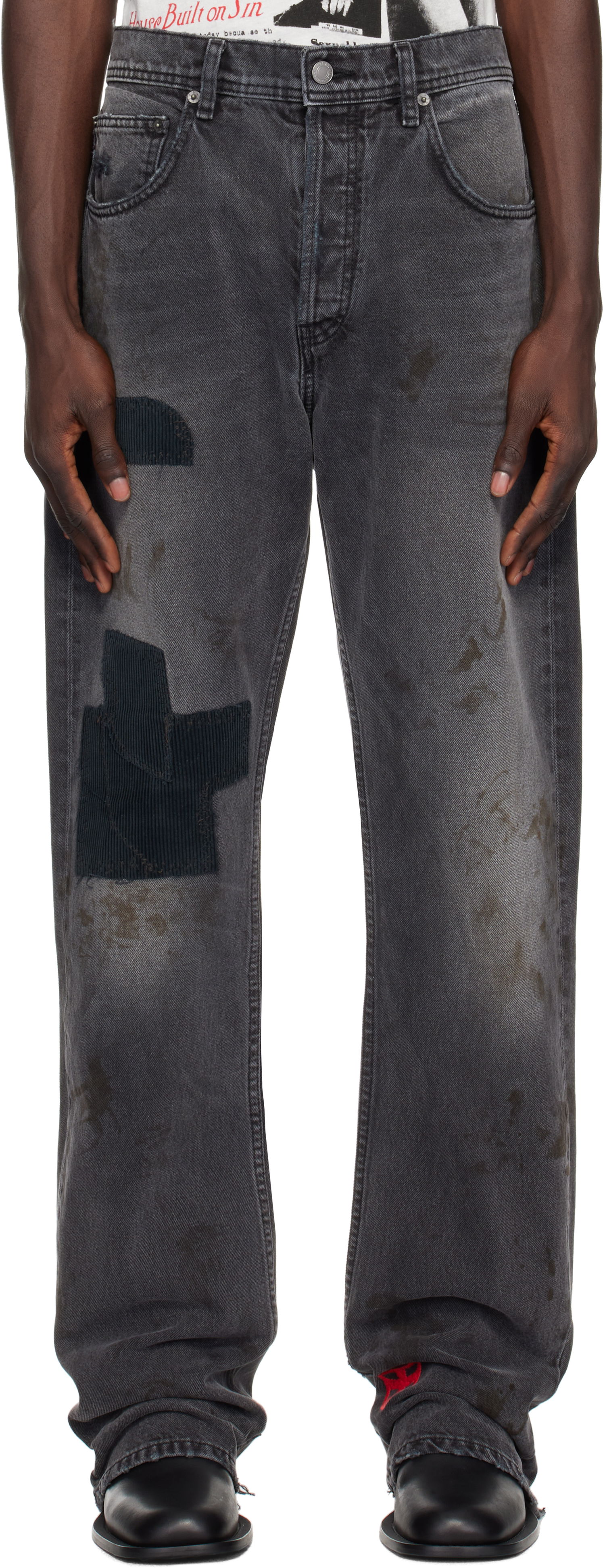 Дънки Enfants Riches Déprimés Patchwork Flare Jeans Черно | 050-375, 0