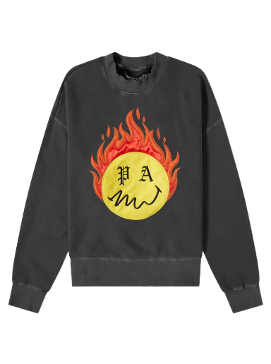 Суитчър Palm Angels Burning Head Crew Sweatshirt Черно | PMBA026R21FLE0051018
