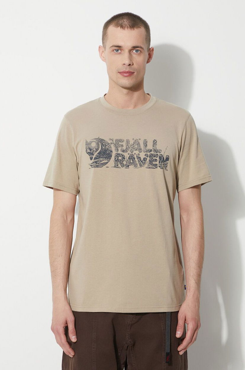 Тениска FJÄLLRÄVEN Lush Logo Print T-Shirt Бежово | F12600219.118