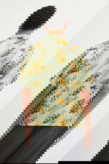 Риза BAPE Relaxed Silk Blend Vacation Pattern Open Collar Shirt Зелено | 1L30132308, 2