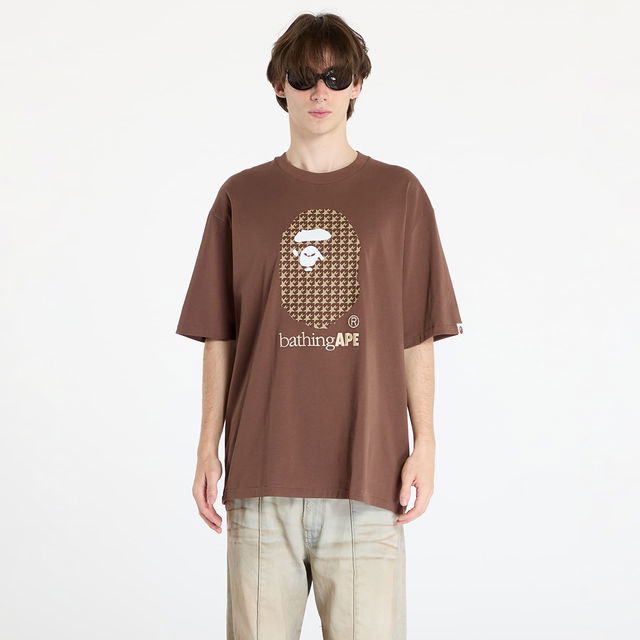 A BATHING APE Sta Houndstooth By Bathing Ape Relaxed Fit Tee M Brown M