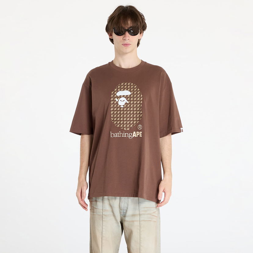 Тениска BAPE A BATHING APE Sta Houndstooth By Bathing Ape Relaxed Fit Tee M Brown M Кафяво | 001TEK801329M BRW