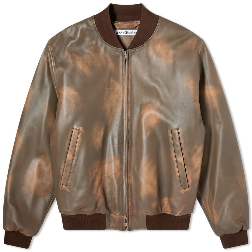 Яке бомбър Acne Studios Lorlingo Leather Bomber Jacket Кафяво | B70139-BPH