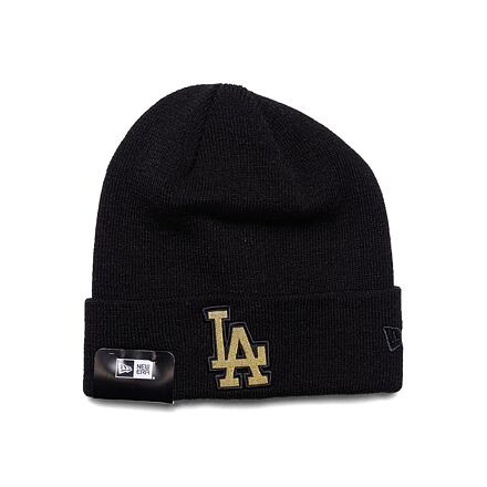 Шапка New Era MLB Metallic Badge Beanie Los Angeles Dodgers Black / Metallic Gold One Size Черно | 60364349, 0