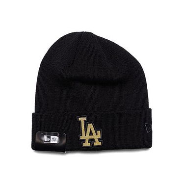Шапка New Era MLB Metallic Badge Beanie Los Angeles Dodgers Black / Metallic Gold One Size Черно | 60364349, 0