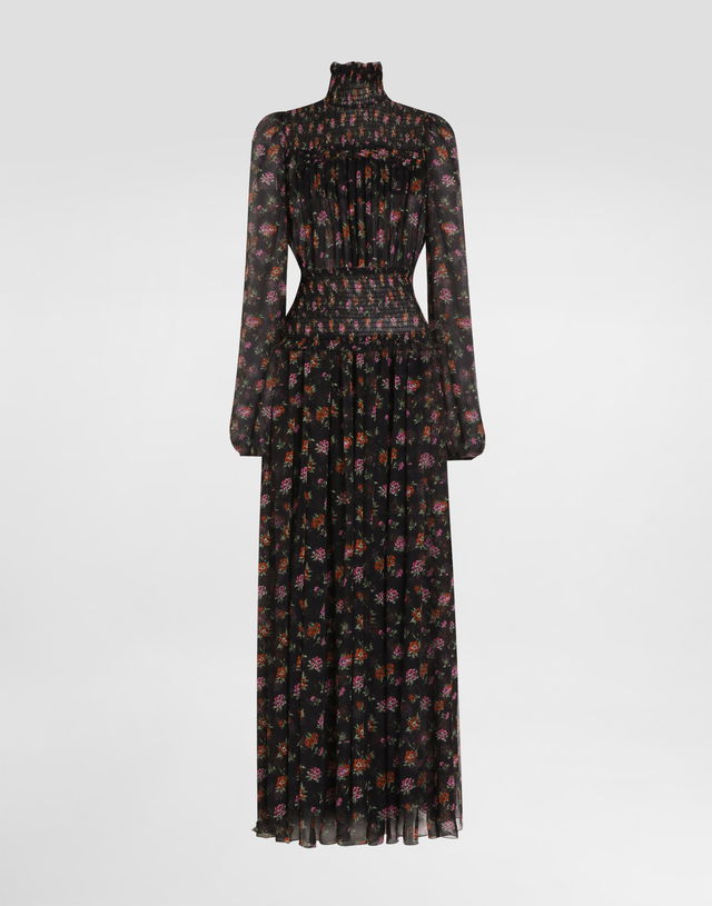 Dolce & Gabbana Floral-print Long Chiffon Dress