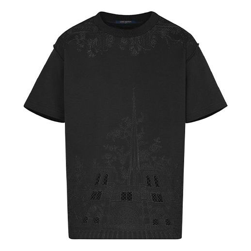 Тениска Louis Vuitton Embroidered Cotton T-Shirt Черно | 1A7QH